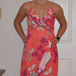 coral floral maxi dress